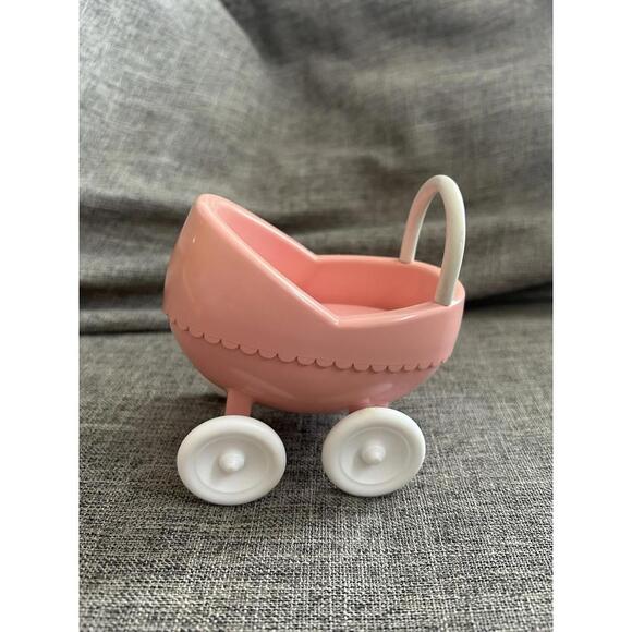 Vintage Little Tikes Dollhouse Pink & White Baby Buggy Carriage Stroller - Picture 3 of 6